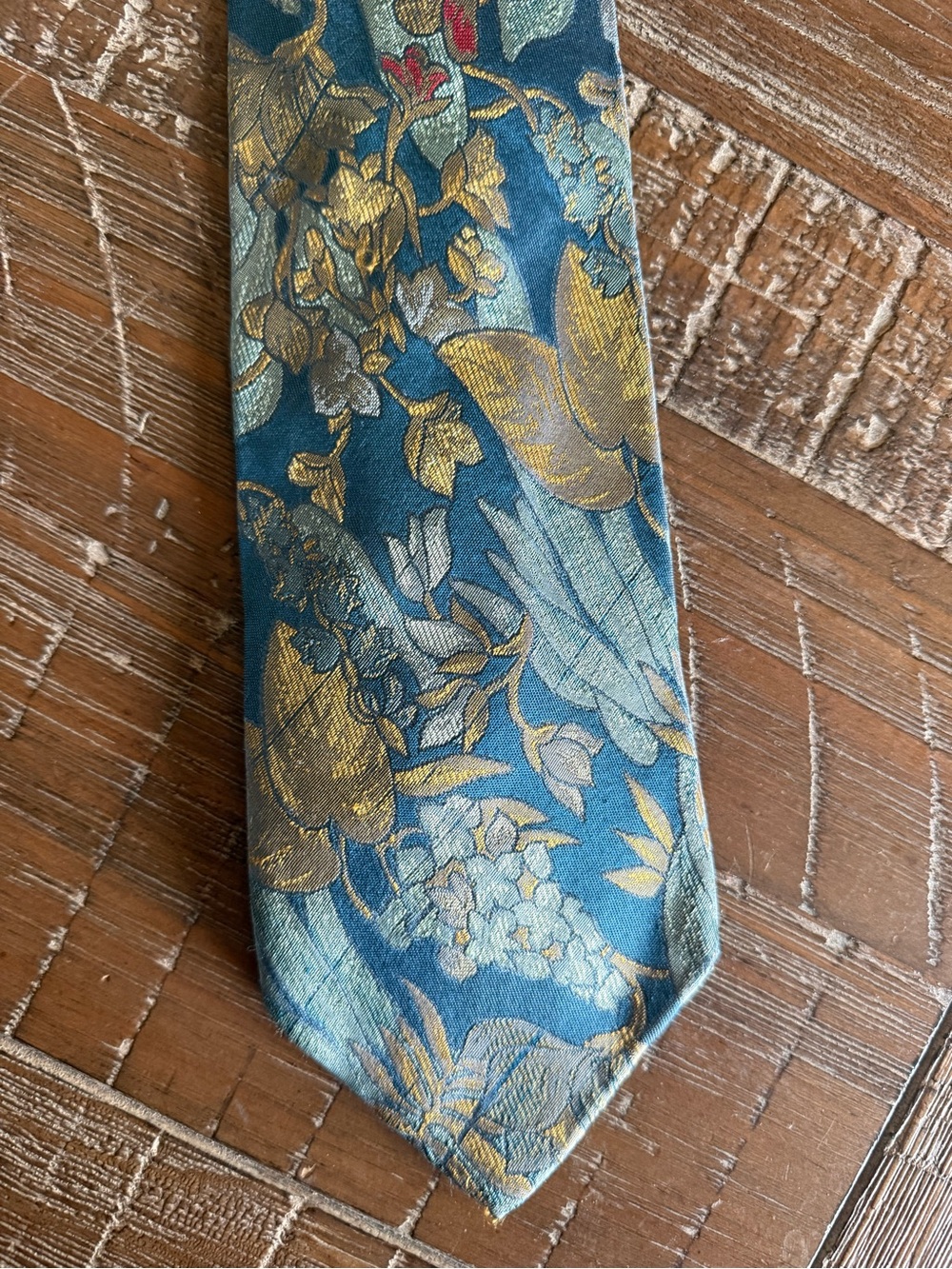 Alcione Vintage 100% Silk Tie Woven Floral Made In Italy